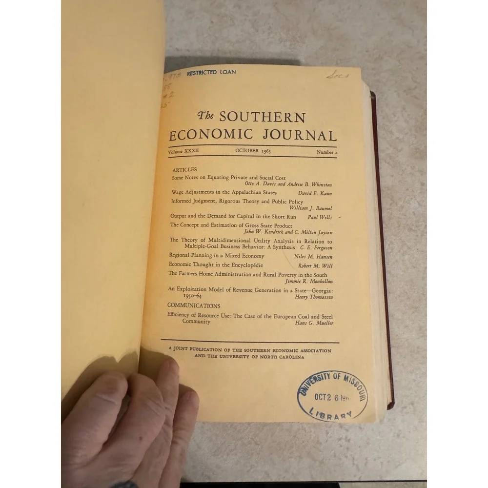 Southern Economic Journal Vol XXXII 1965-1966 Bound Volume Library Edition Red